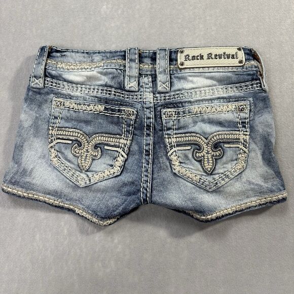 Rock Revival Women’s Size 24 Y2K Arlia Jean Shorts Distressed Vintage Style - Picture 2 of 16